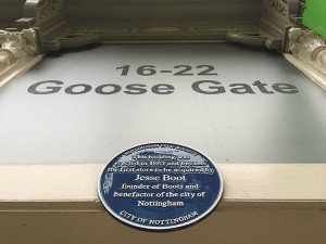 Nottingham, Nottinghamshire, Goose Gate, Jesse Boot, Plaque