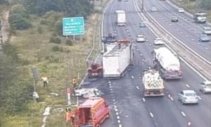 lorry,fire,m1,caught,fire,highways,england