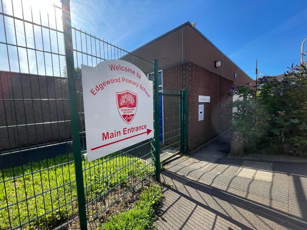 The existing signage for Edgewood Primary and Nursery School, in