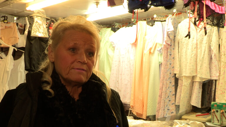 Carole Lilley, who runs 'Carole's', an underwear stall, has been trading at the market for 38 years