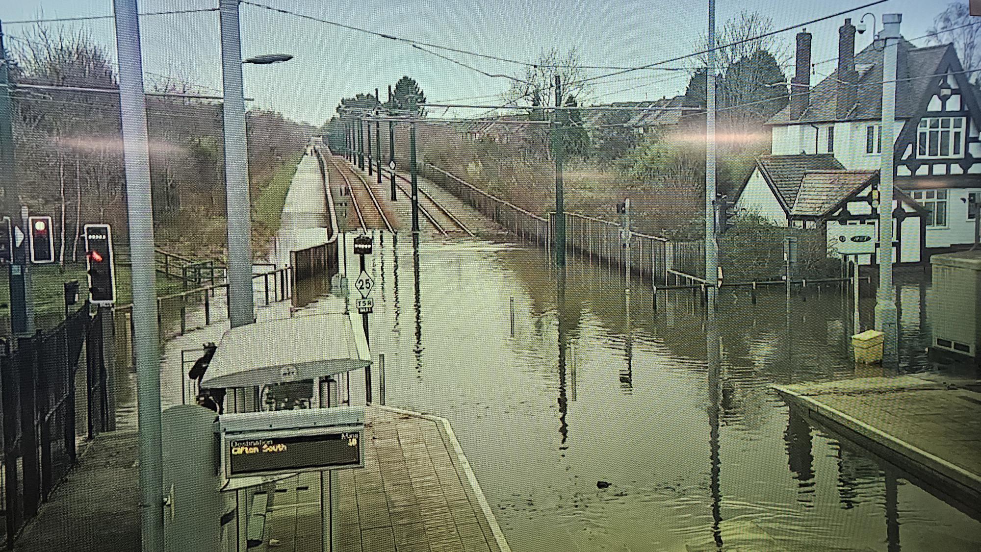Wilford Lane during the flooding (NET)