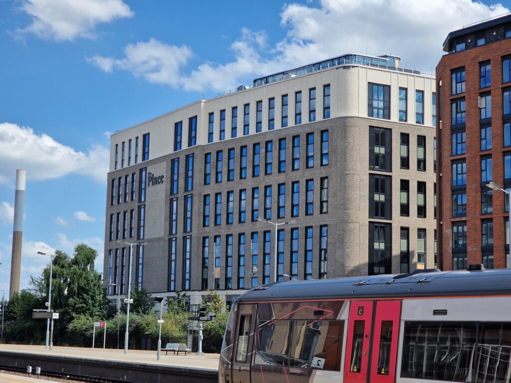 A new grey and white purpose-built student accommodation block in Queen's Road, Nottingham (LDRS)